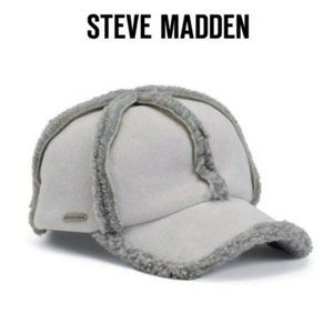 NWT STEVE MADDEN Unisex Seams Out Baseball Winter Fur Trim Cap Hat